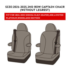 EKR Sienna 2nd-row captain chairs with no legrest, keeps seats spill-proof and easy to wipe