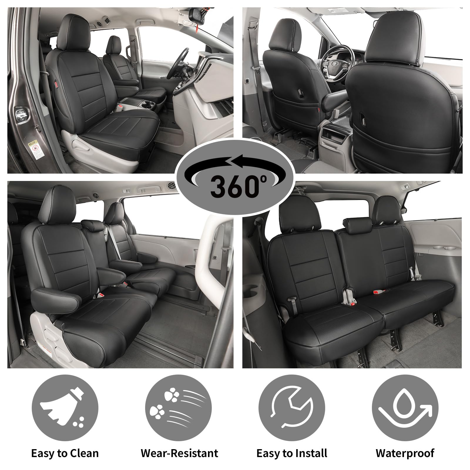 EKR Sienna seat covers with reinforced airbag stitching for safety.