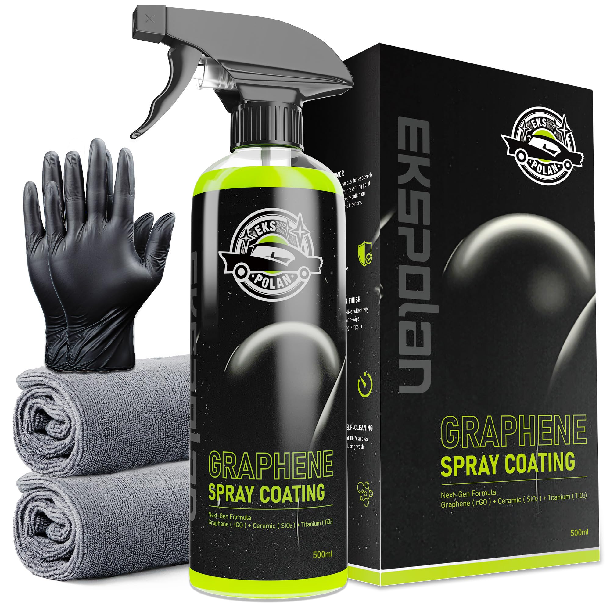 EKSPOLAN graphene spray coating bottle pour enables fast, even application with lasting protection