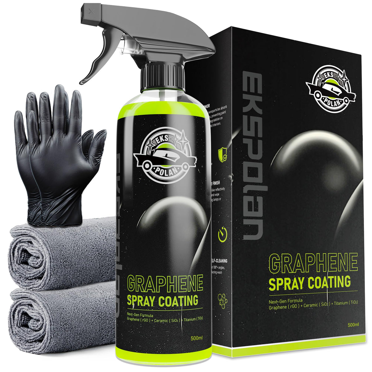EKSPOLAN graphene spray coating bottle pour enables fast, even application with lasting protection