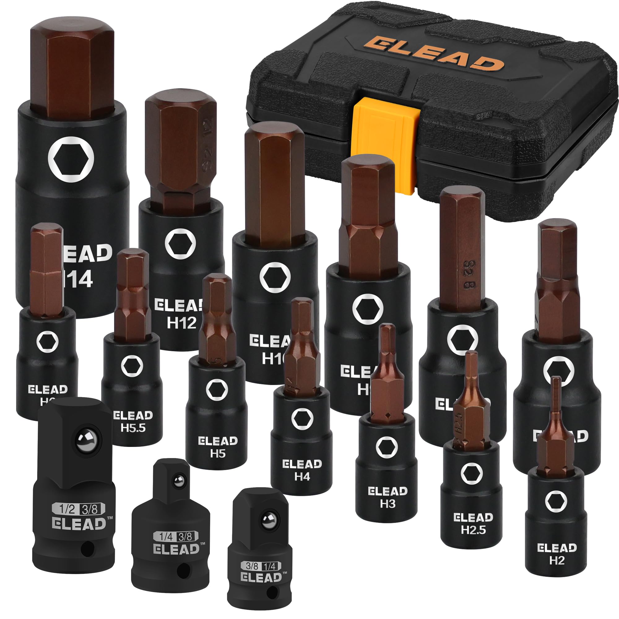 ELEAD front case view showing organized sockets and portability benefit