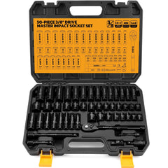 ELEAD front-of-case showing organized 50-piece set and carrying handle for portability