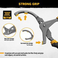 ELEAD serrated teeth grip on oil filters for secure removal