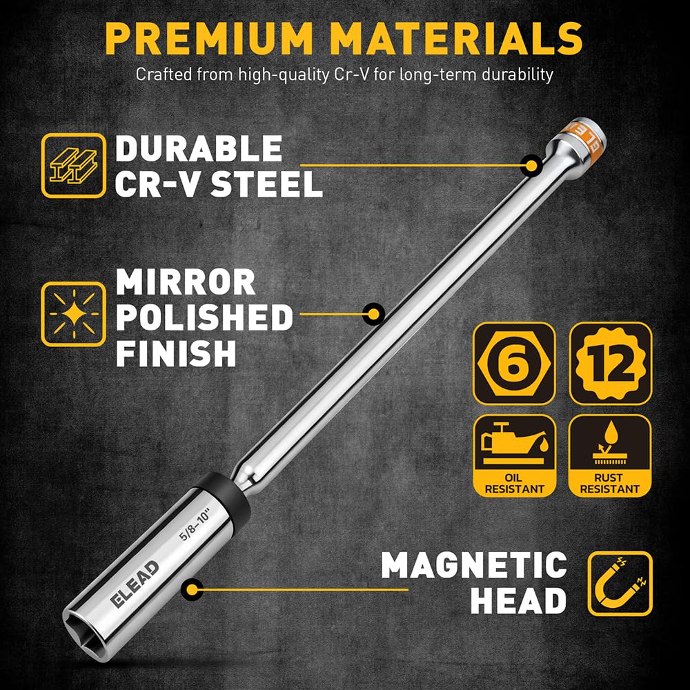 ELEAD ratchet handle enables smooth torque for quick service.