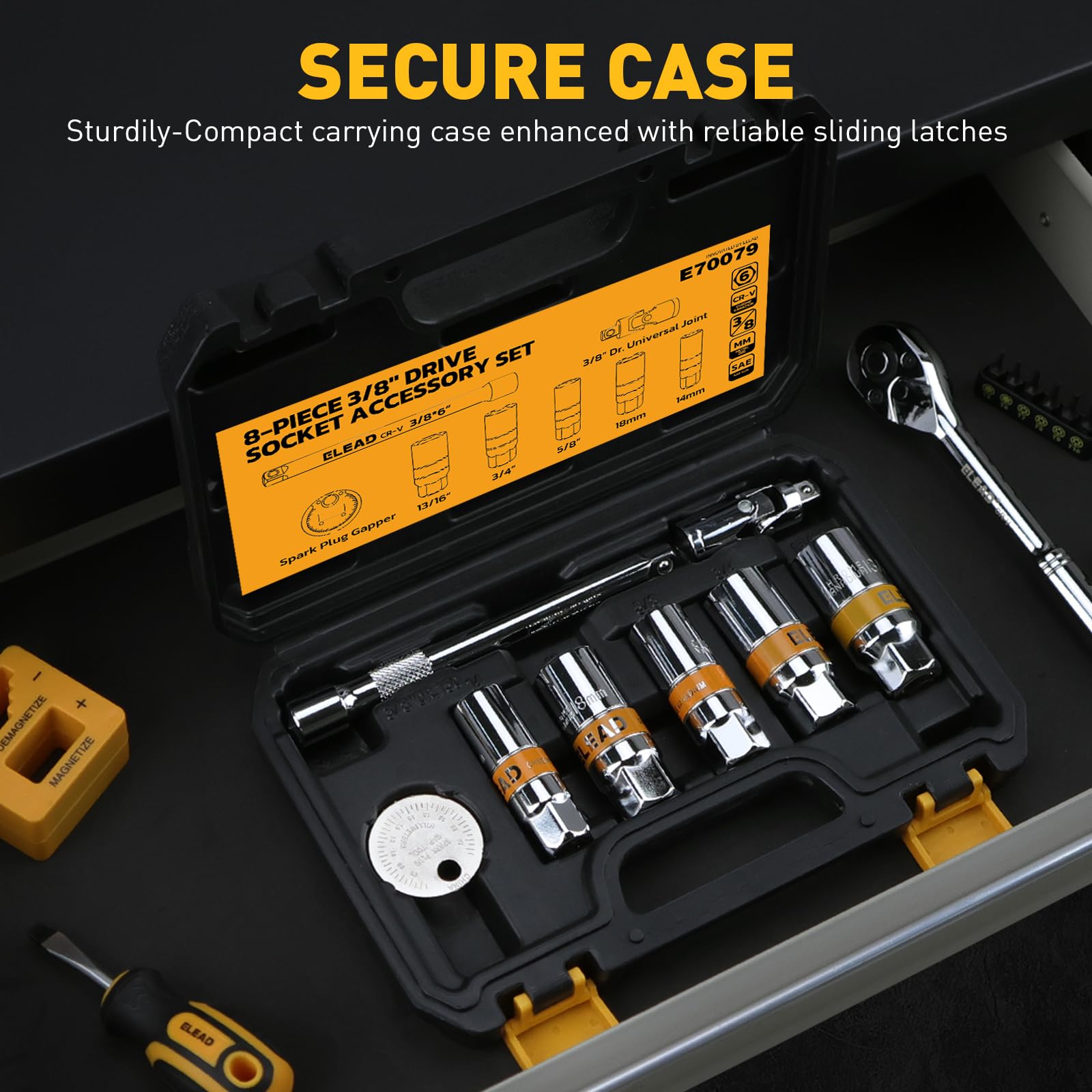 ELEAD spark plug gapper ensures accurate clearance checks.