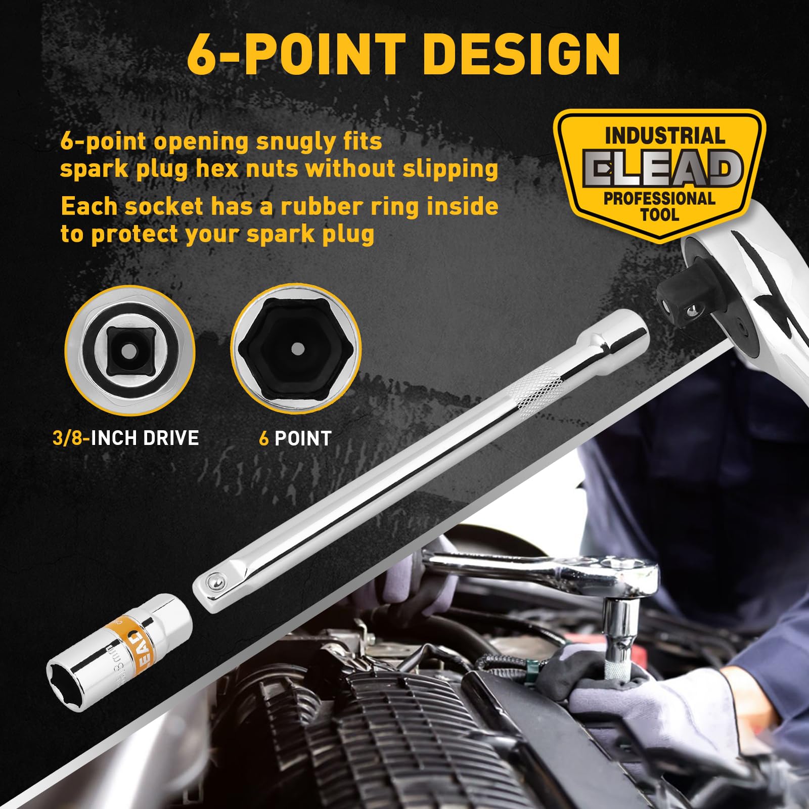 ELEAD spark plug socket 14mm offers metric compatibility and solid grip.