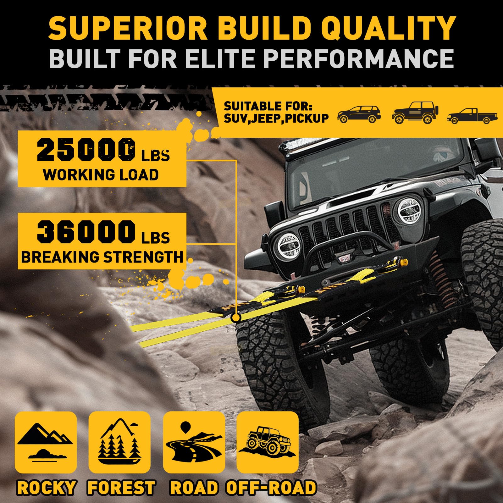 ELEAD SUV recovery strap demonstrates accessible, reliable assistance when stuck