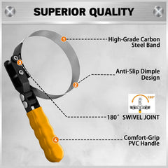 ELEAD universal adjustable oil filter wrench compatible with common drive ratchets.