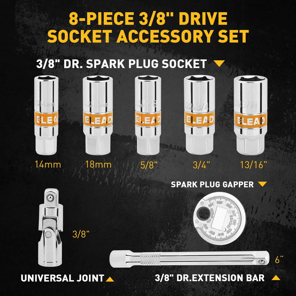 ELEAD universal joint enables flexible angles for hard-to-reach fasteners.
