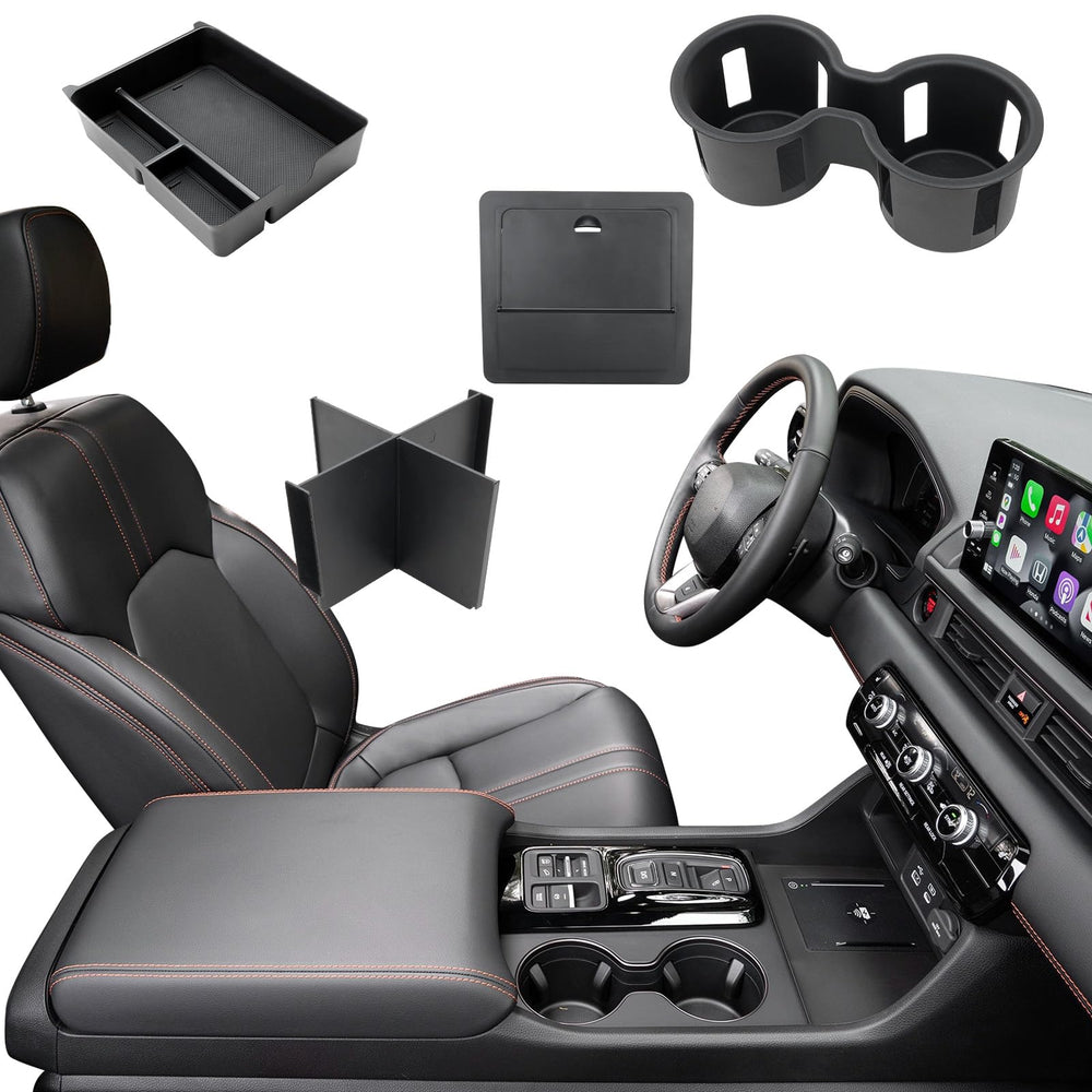 ELECFRESH armrest storage box with divider keeps essentials organized and within reach.