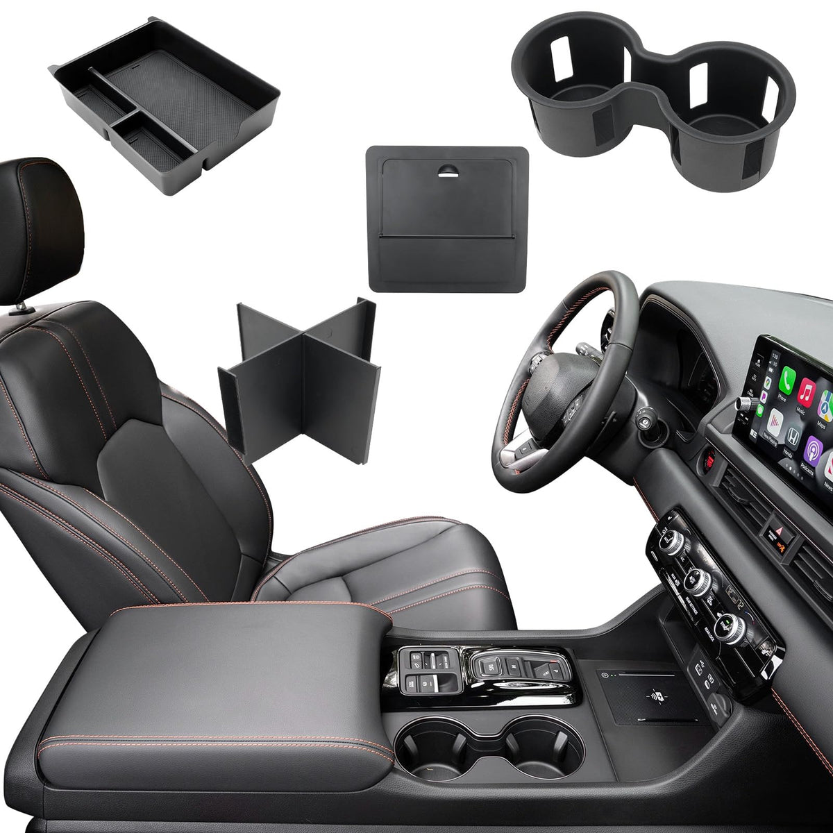 ELECFRESH armrest storage box with divider keeps essentials organized and within reach.