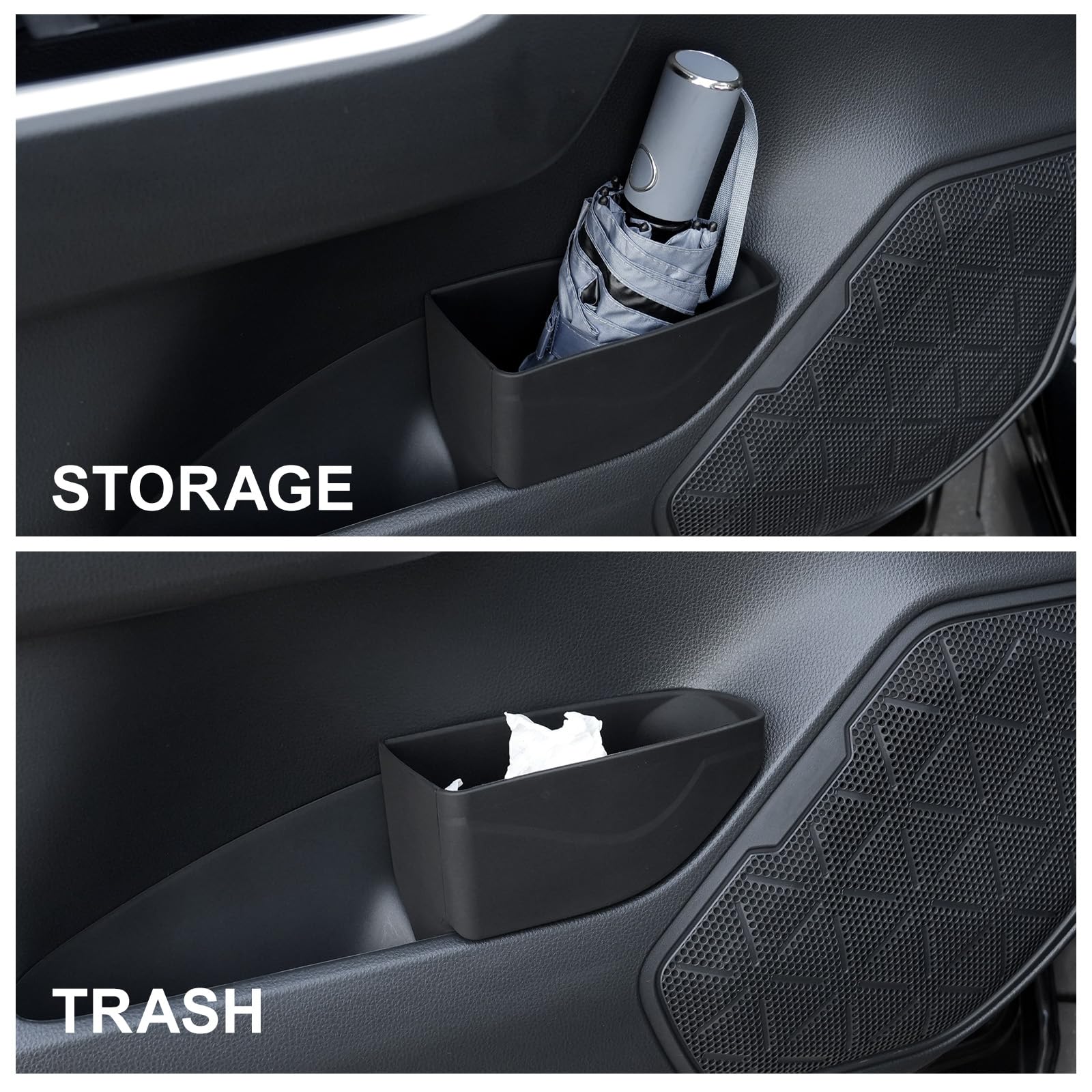ELECFRESH Rav4 door-side trash-bin installation shows secure fit for smooth drives.