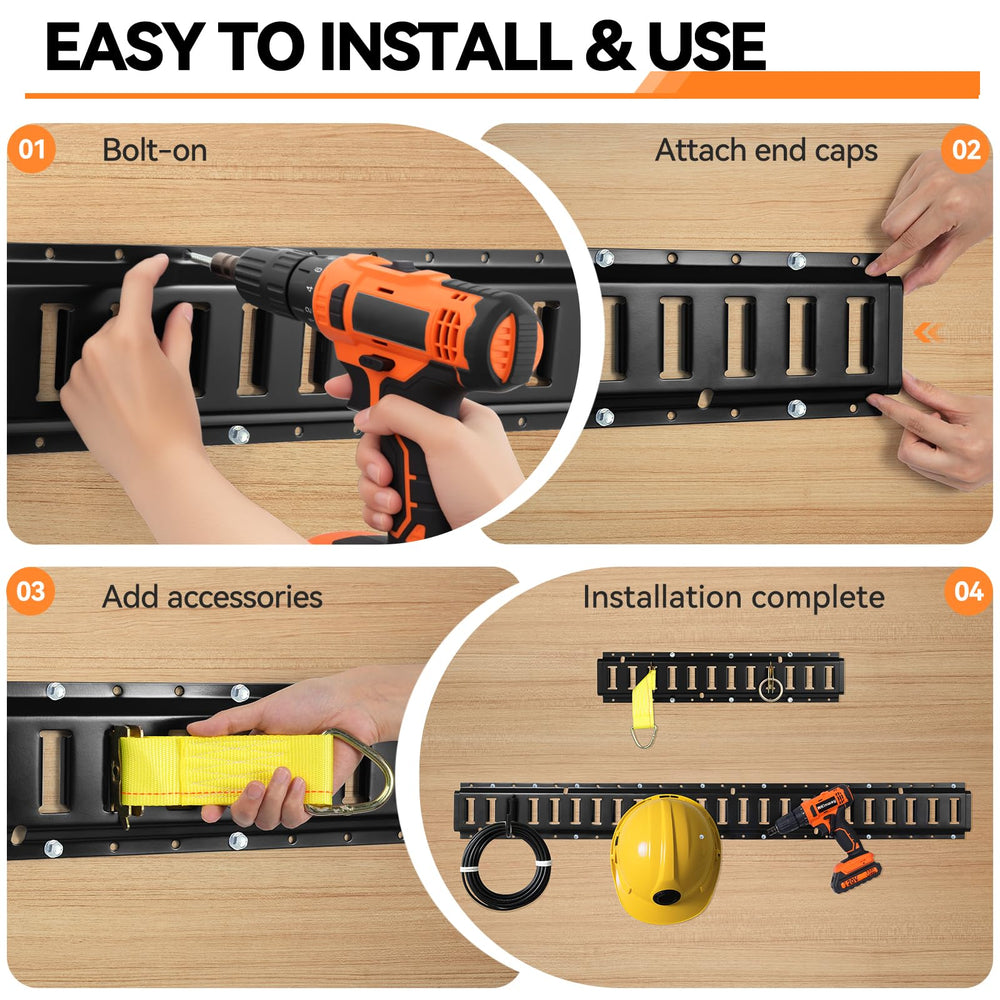 Elechomes E Track Rail Kit installation on wood or metal surfaces ideal.