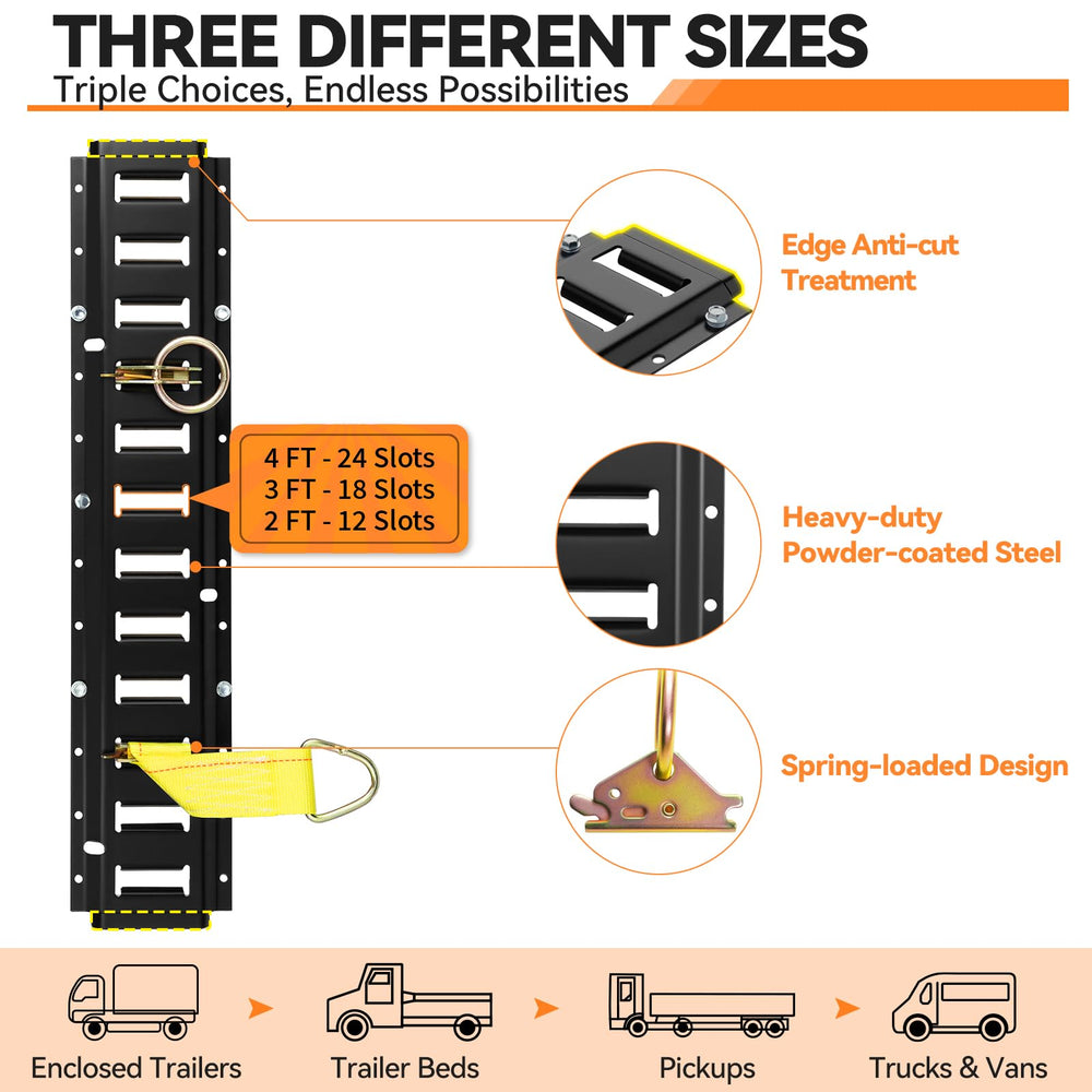 Elechomes E Track Rail Kit trailer anchor setup enabling secure cargo.