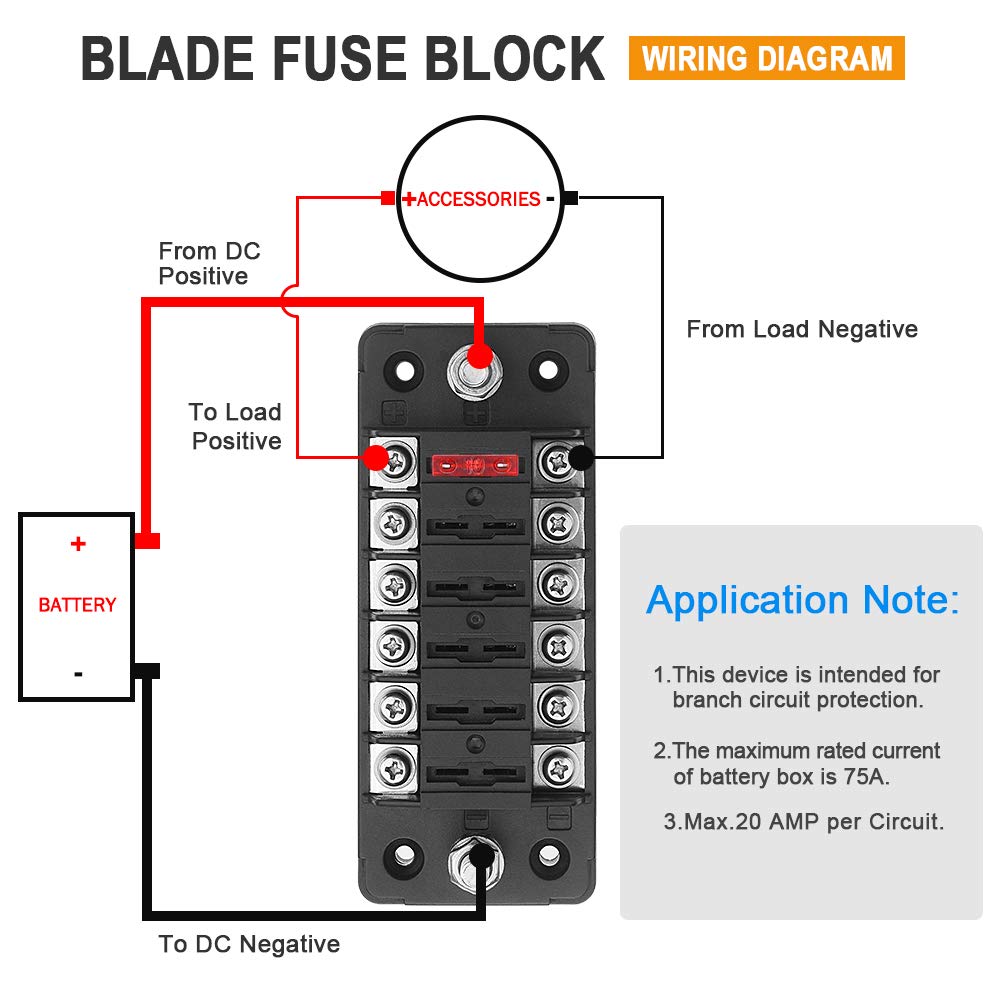 ELECTOP ATC/ATO 6-way block supports common automotive fuses safely.