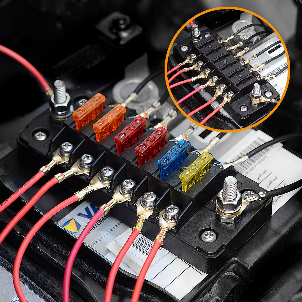 ELECTOP negative bus fuse block enables clear grounding for each circuit.