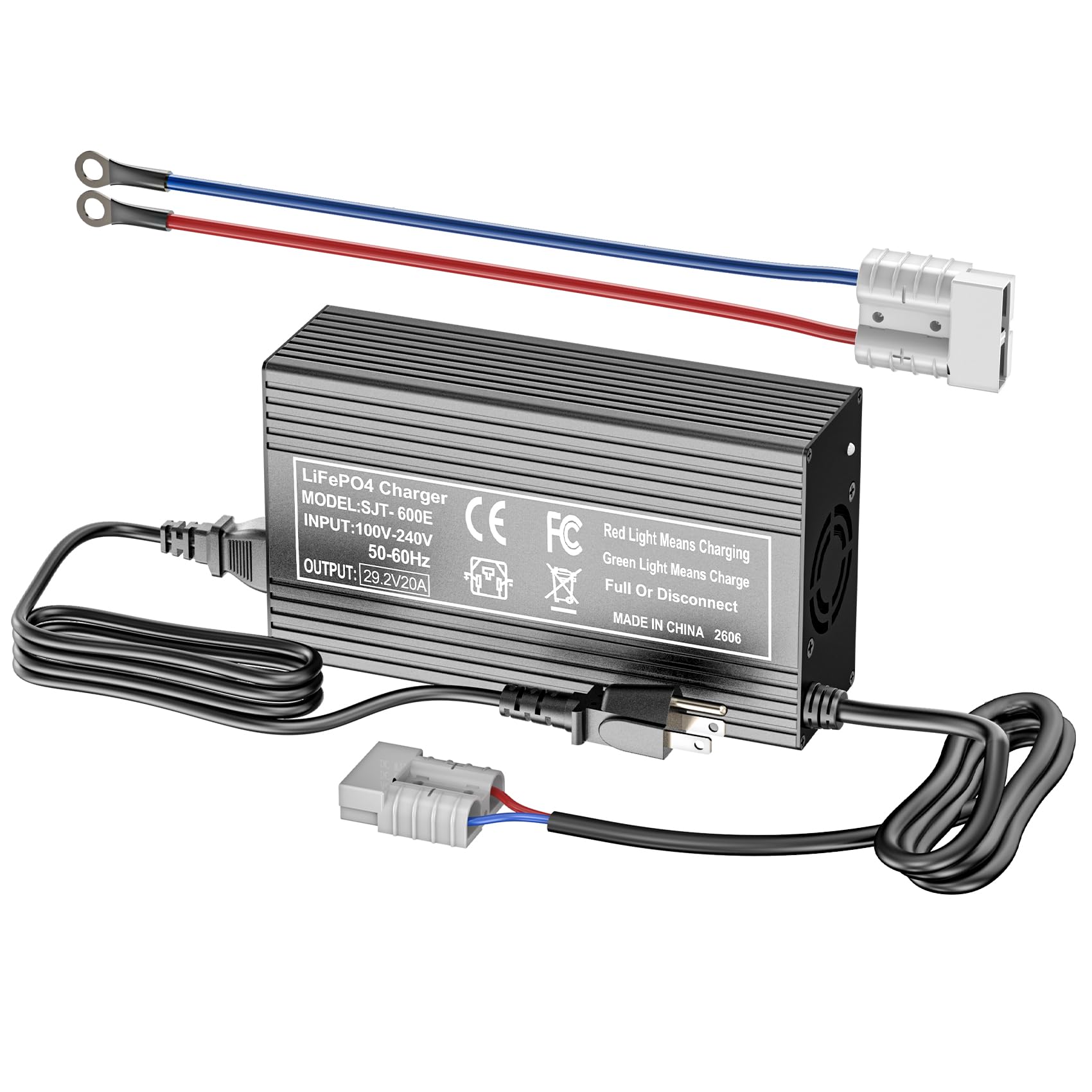 ElectroSmart 29.2V charger front view for reliable LiFePO4 charging on the go.