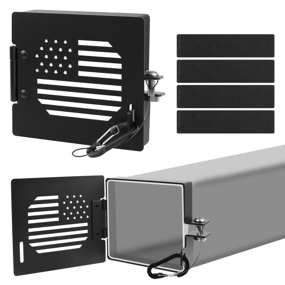 Elegananccy bumper end cap with American flag protects storage tubes from weather.