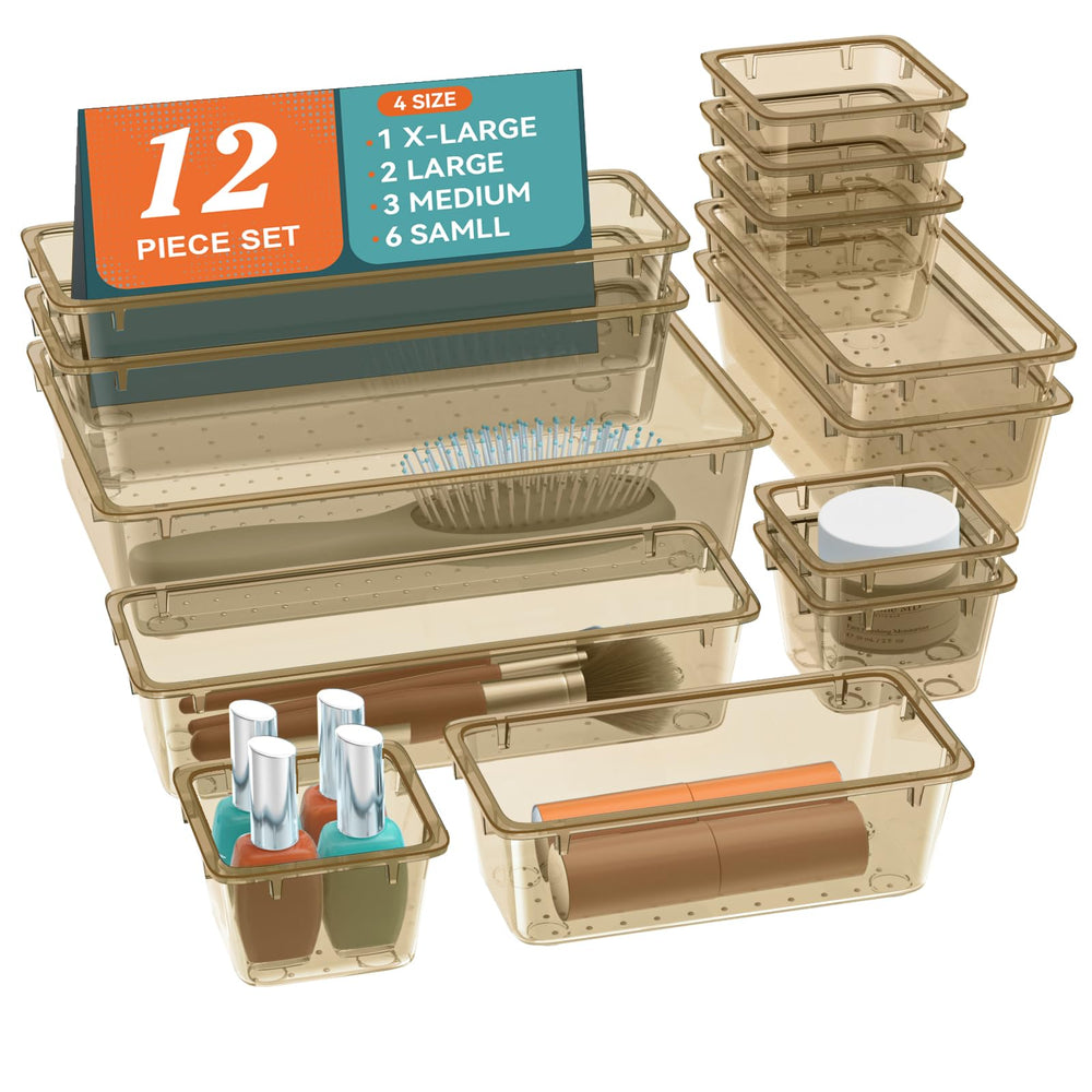 ElegantArray drawer organizer 12pc set keeps cosmetics neatly arranged and easy to access