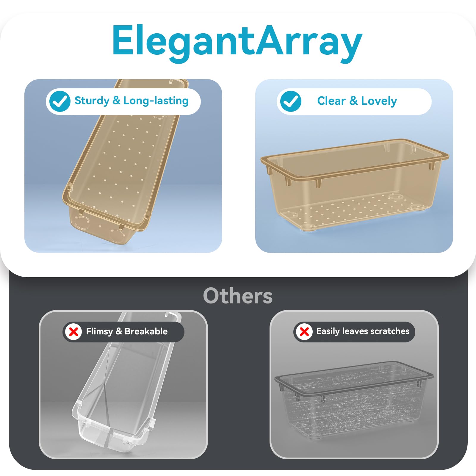 ElegantArray four-sizes drawer trays optimize space with modular compartments