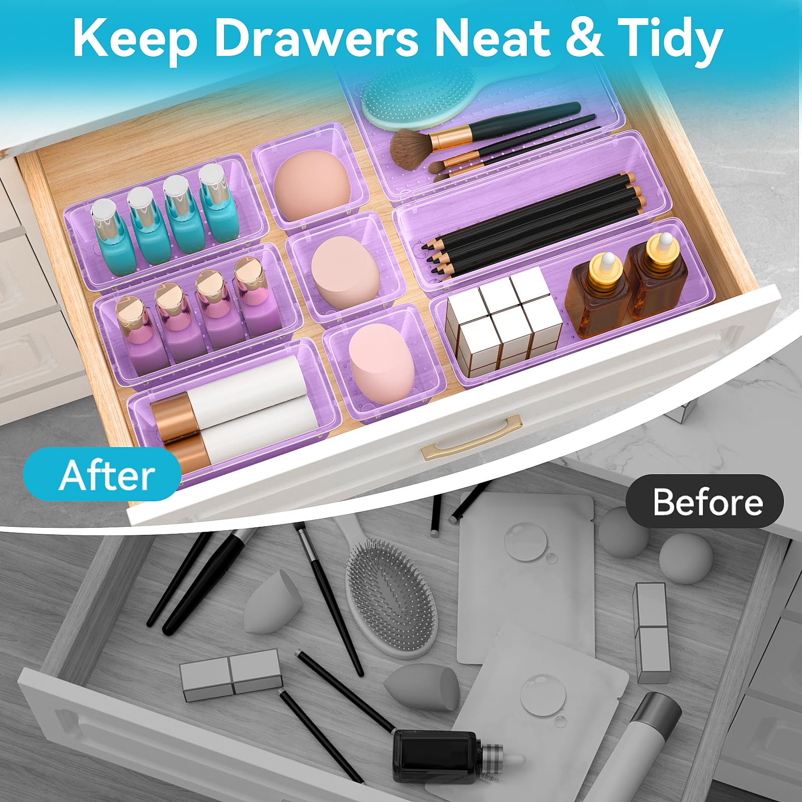 ElegantArray kitchen drawer organizer for utensils and tools.