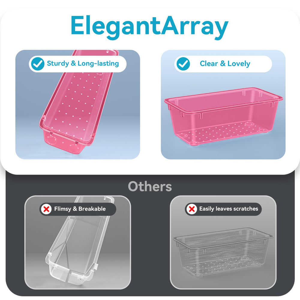 ElegantArray mid-size drawer organizers separating cosmetics and office supplies.