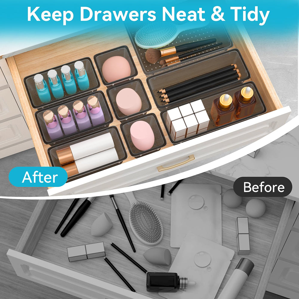 ElegantArray multipurpose drawer organizer adds flexible storage for various items.