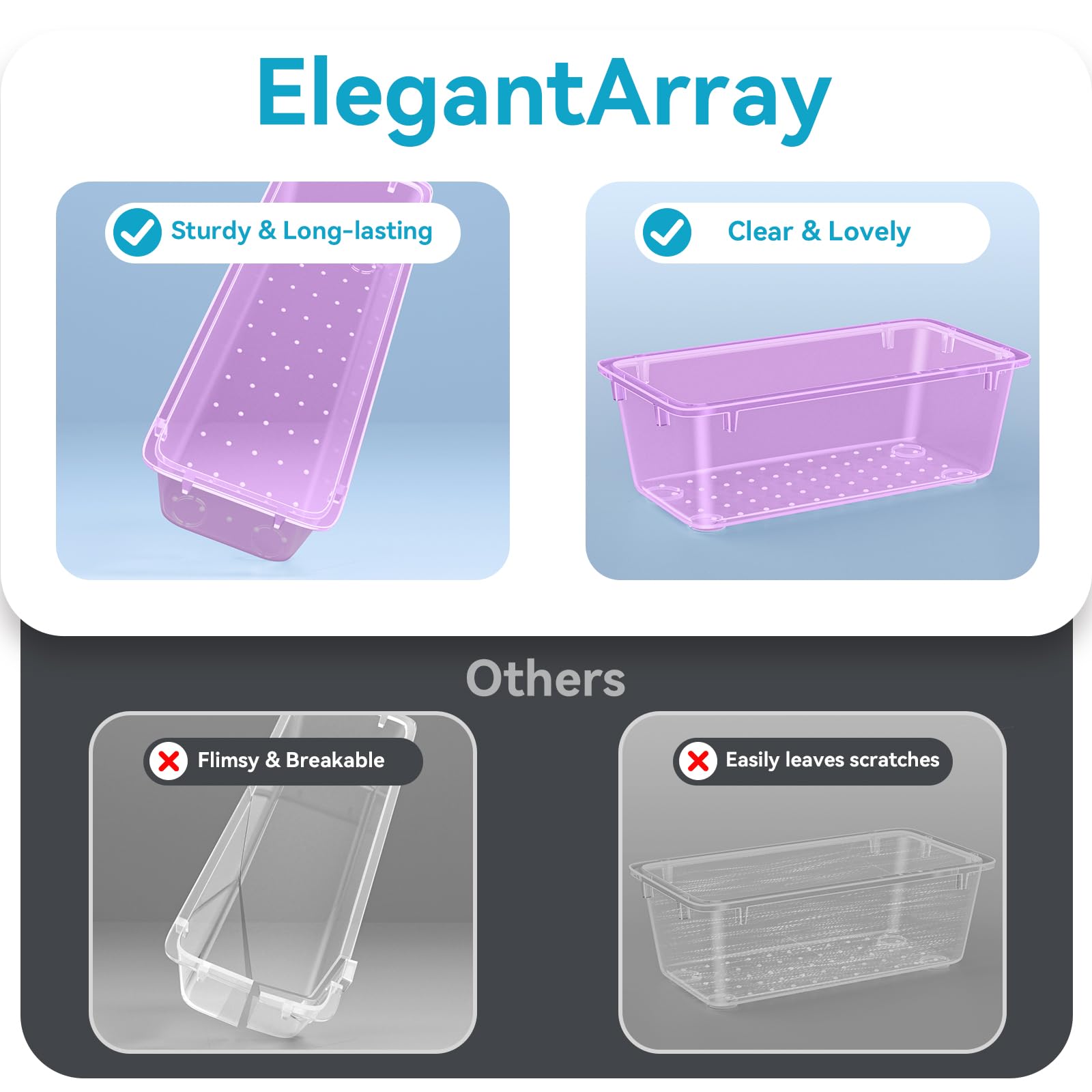 ElegantArray stationery organizer tray keeps pens and clips organized.