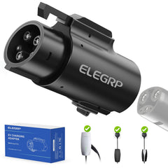 ELEGRP NACS to J1772 adapter close-up port connection enabling quick Level 2 charging access