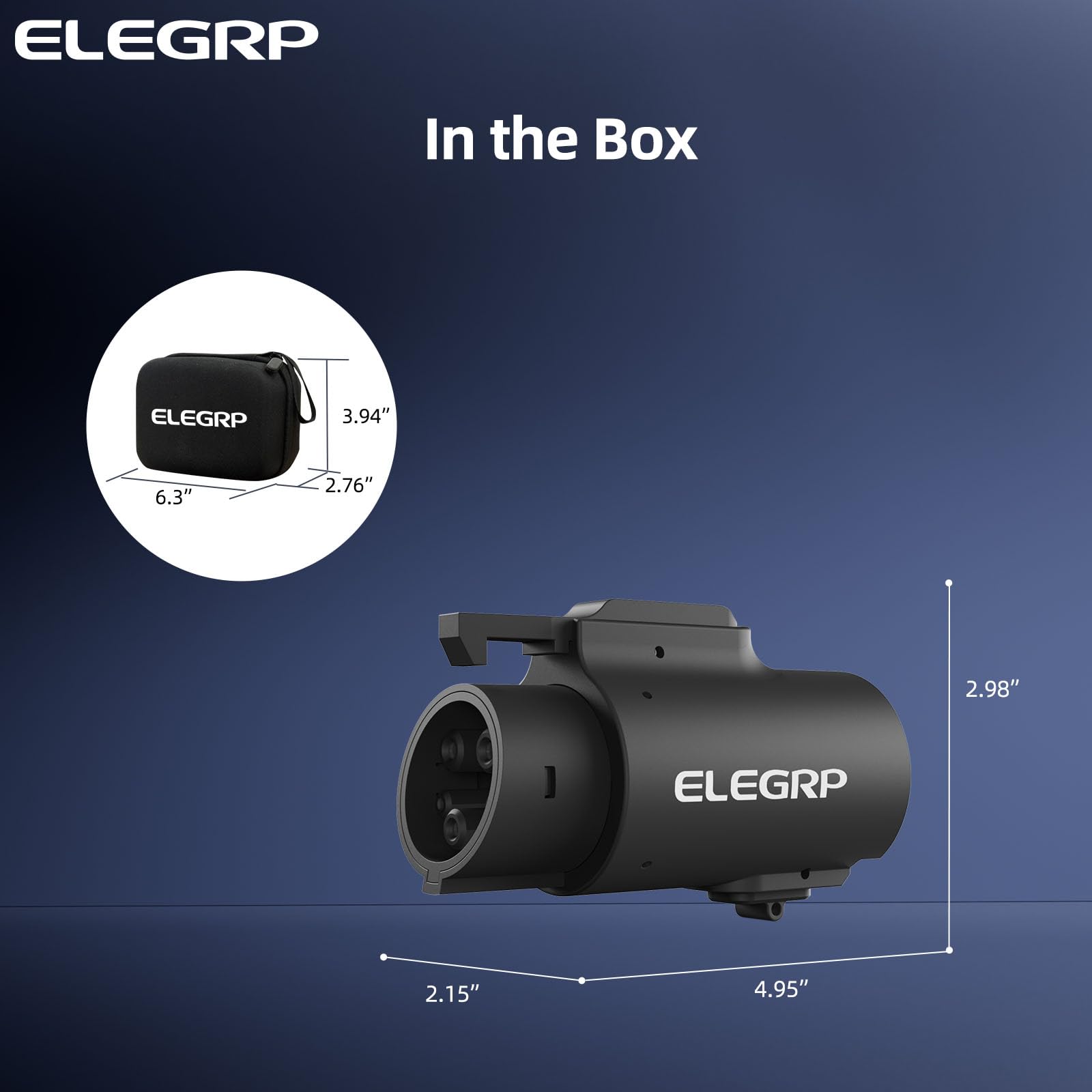 ELEGRP NACS to J1772 adapter shown with compact, portable design for road trips