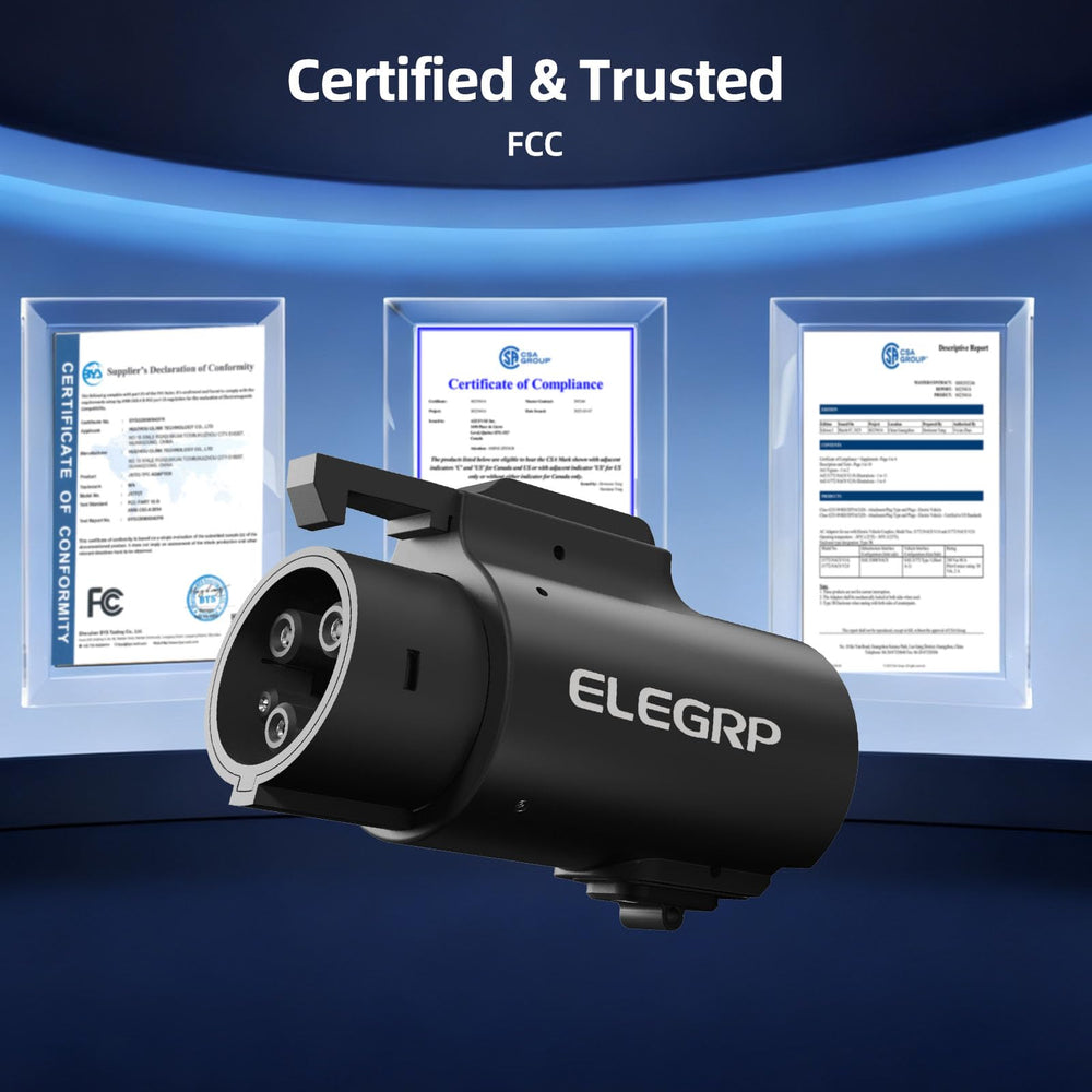 ELEGRP NACS to J1772 adapter compatible with Tesla high-powered connector expands charging options