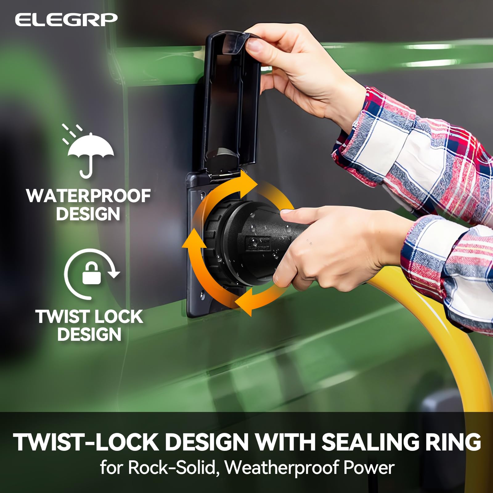 ELEGRP UL-listed badge visible on cord for safety compliance.