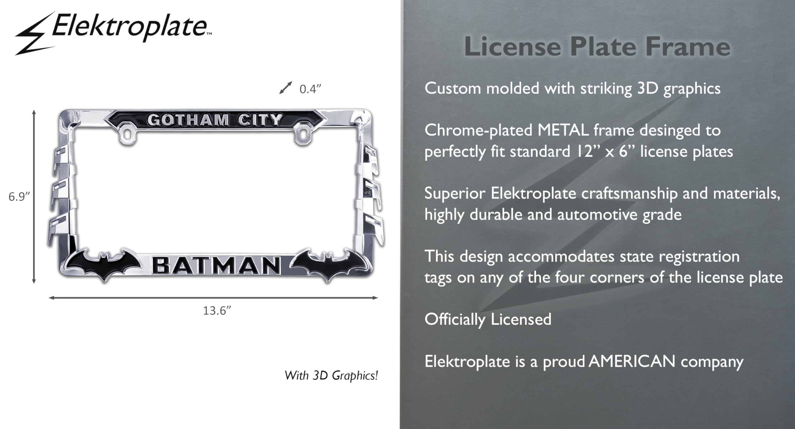 Elektroplate Batman frame installed using standard screws for quick upgrade.