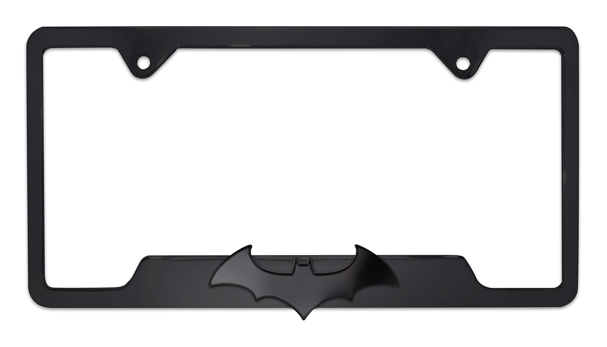 Elektroplate Batman license frame front view highlights bold 3D design and durable metal.