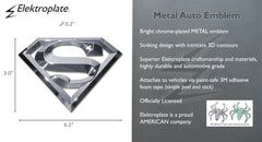 Elektroplate Superman chrome emblem endures weather and car washes with lasting shine