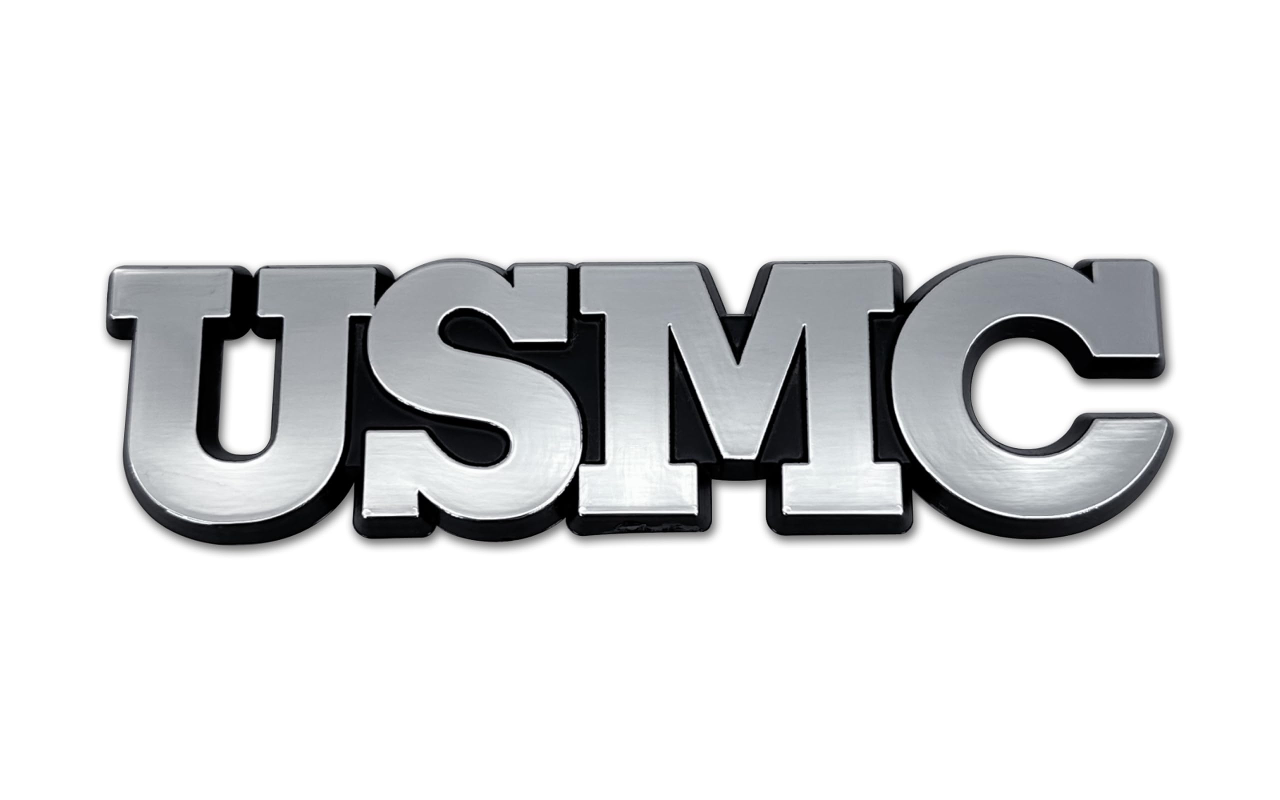 Elektroplate USMC emblem chrome front view on car for patriot styling