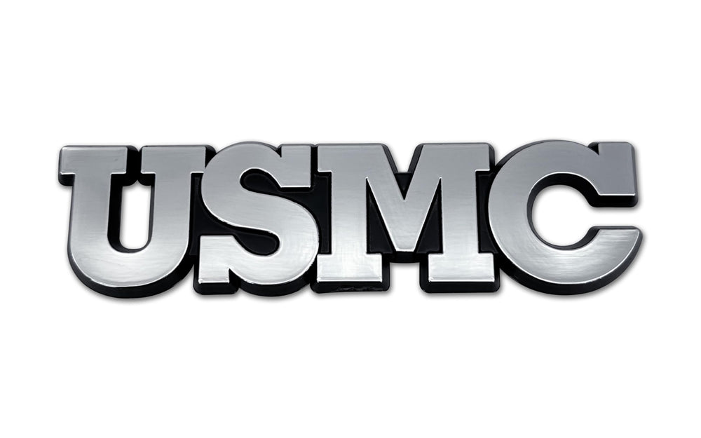 Elektroplate USMC emblem chrome front view on car for patriot styling