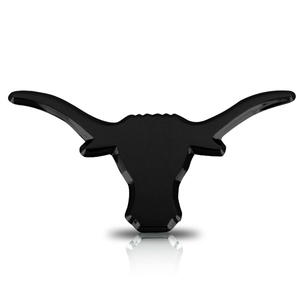 Elektroplate UT Longhorn black emblem front view highlights a durable, weather-resistant car decor
