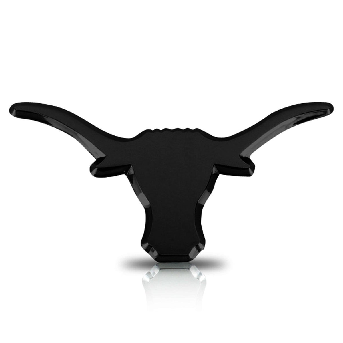 Elektroplate UT Longhorn black emblem front view highlights a durable, weather-resistant car decor