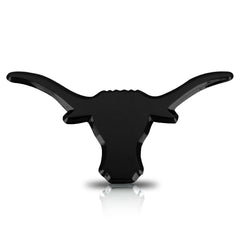 Elektroplate UT Longhorn black emblem front view highlights a durable, weather-resistant car decor