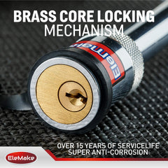 Elemake trailer hitch lock extended length three-and-a-half inches fits multiple receivers.