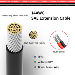 ELFCULB SAE extension cable waterproof cap protects connectors from rain and dust
