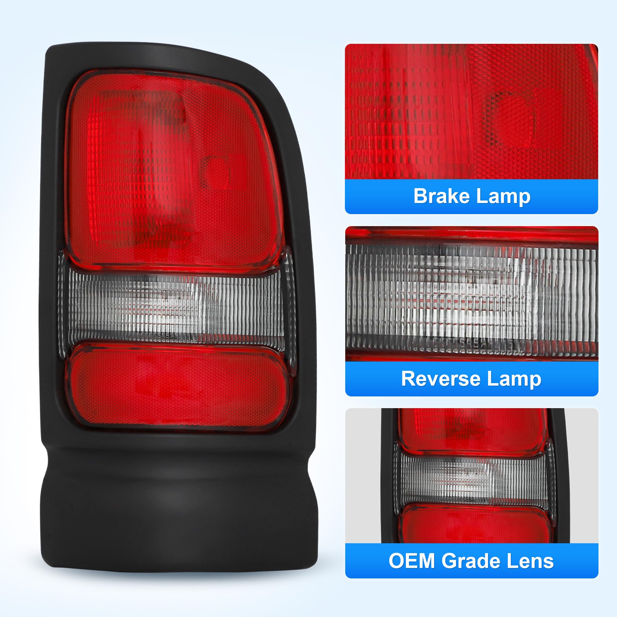 ELH tail light assembly for Dodge Ram 94-01 passenger-side offering clear illumination
