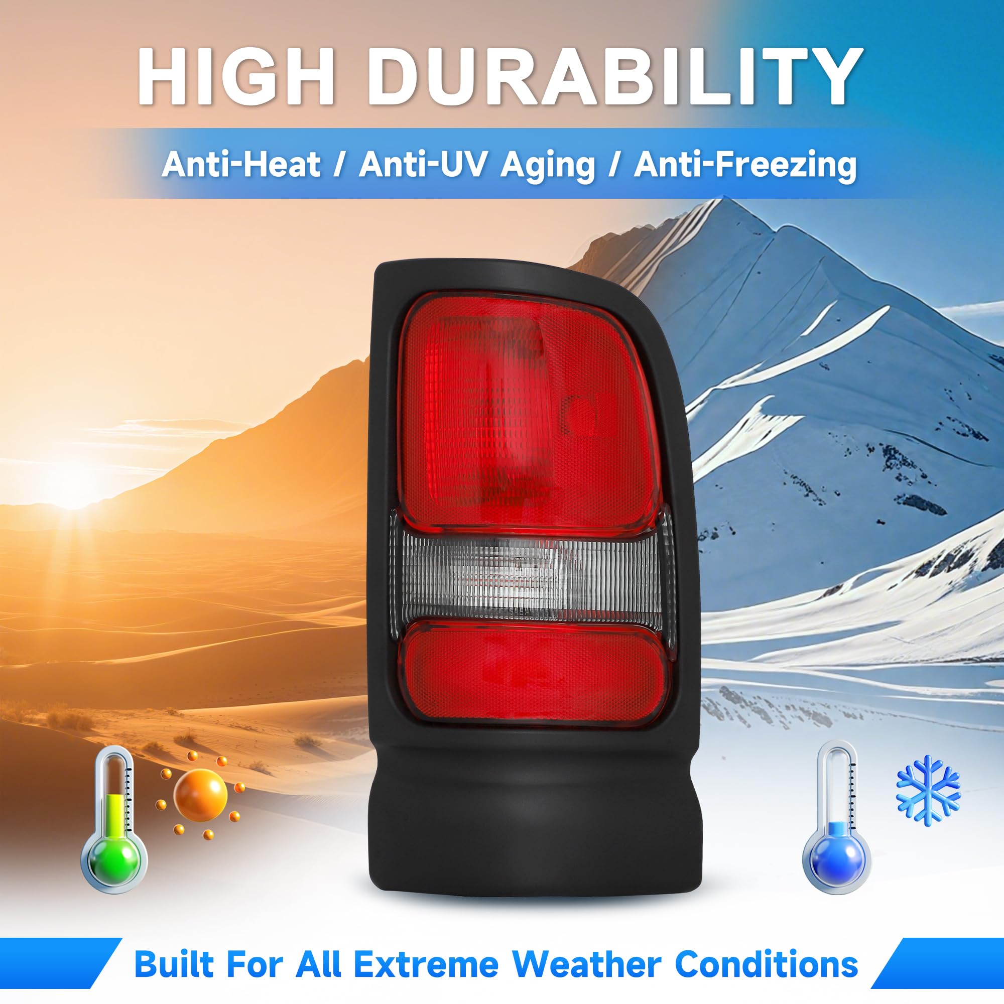 ELH taillight optics provide clear, even lighting for Dodge Ram 94-01