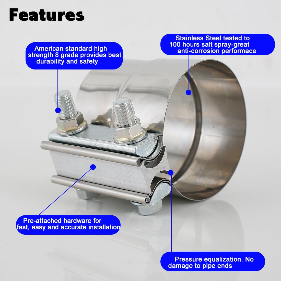 eLifecenter wrap-around design prevents leaks and distortions around joined exhaust