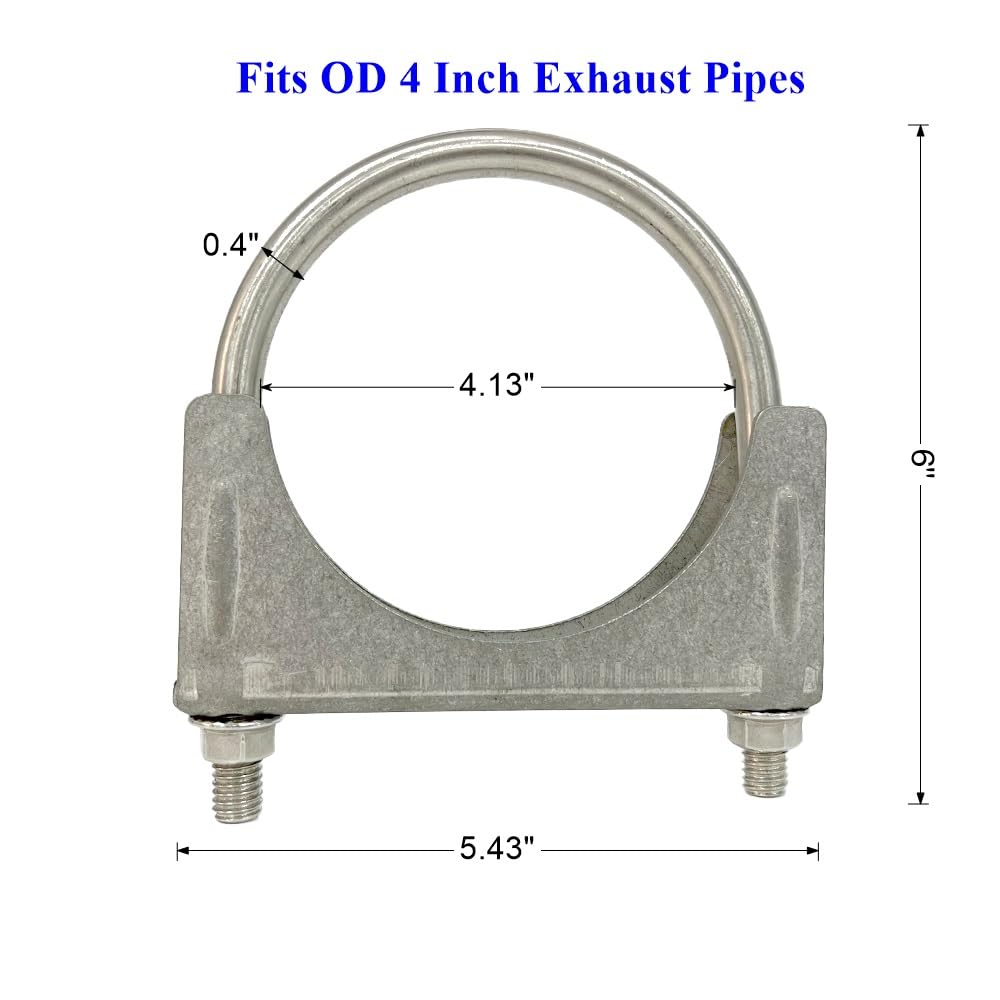 elifecenter universal 4-inch exhaust clamp saddle design detail for secure fit on 4-inch pipes