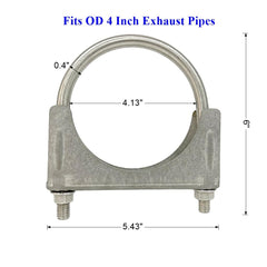 elifecenter universal 4-inch exhaust clamp saddle design detail for secure fit on 4-inch pipes
