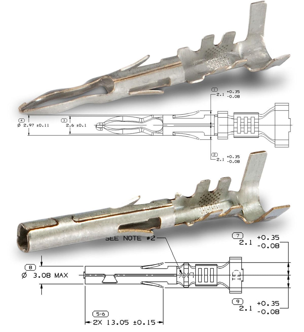 ELITE.CITI WeatherPack 2-conductor pins illustrate easy AWG 14-16 compatibility.