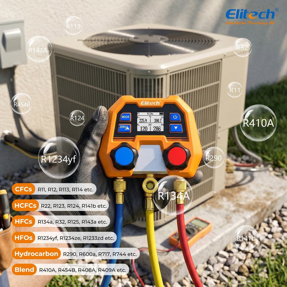 Elitech DMG-2SE supports 88 refrigerants across diverse systems