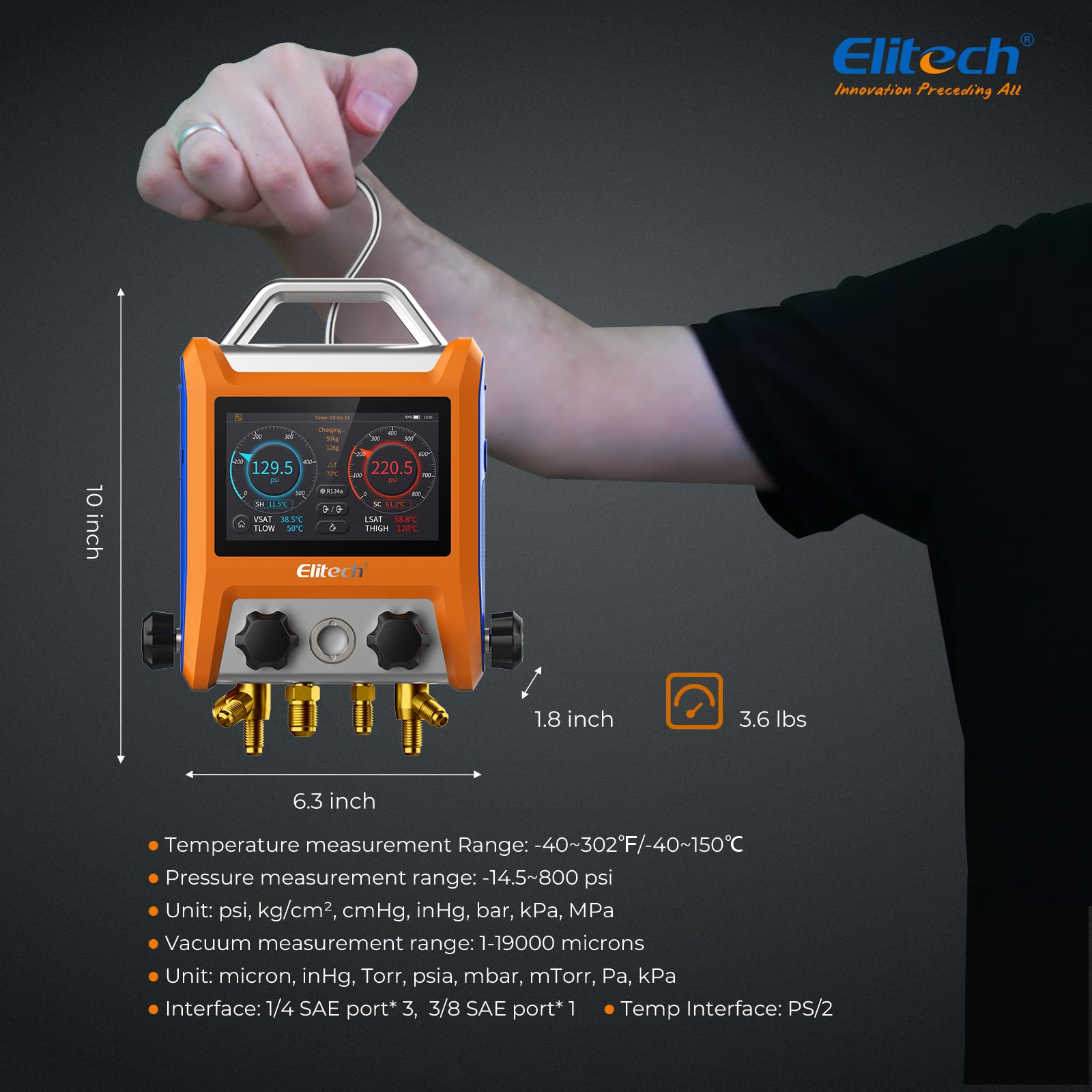 Elitech EMG-40V data logging USB export emphasizes easy data archiving.